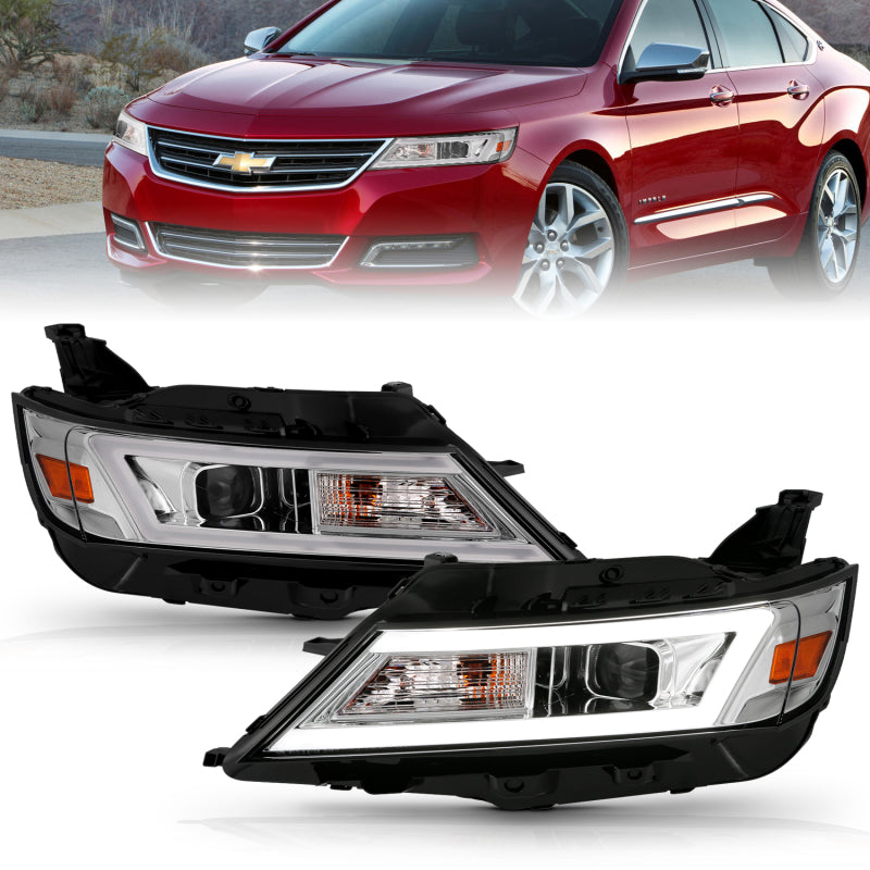 Anzo 121575 14-20 fits Chevrolet Impala Square Projector LED Bar Headlights w/ Chrome Housing