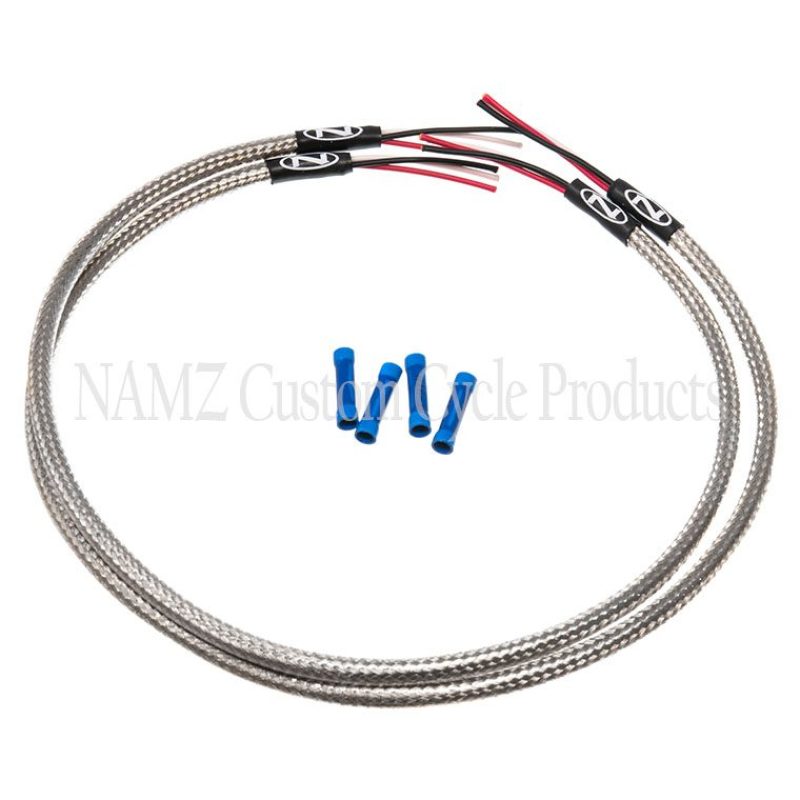 NAMZ NTSH-2402 Turn Signal Harness 24in. (SS Braided & Clear Coated - For Triple Tree Mounted Signals)