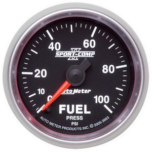 AutoMeter 3663 Autometer Sport-Comp II 52mm 0-100 PSI Full Sweep Electronic Fuel Pressure Gauge