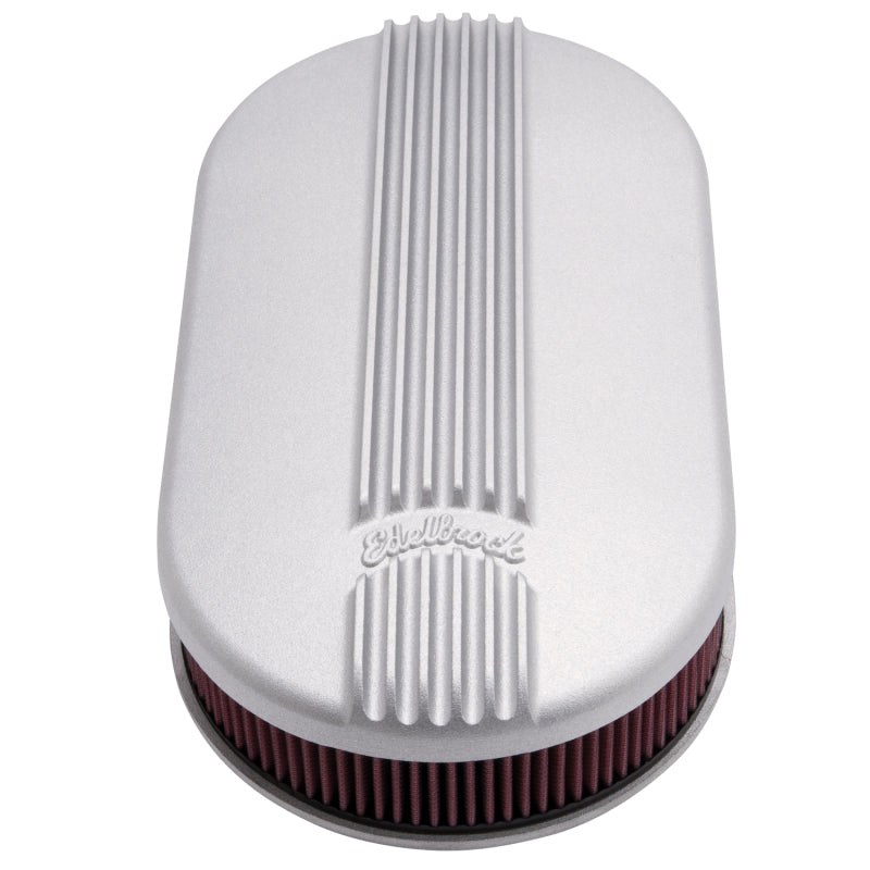 Edelbrock 41199 Air Cleaner Classic Series Oval Aluminum 17 5In X 9 35In X 4 45In Dual Carburetor