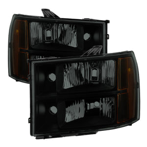 9034763 Xtune fits GMC 07-13 Sierra Crystal Headlights Black Smoked HD-JH-GSIE