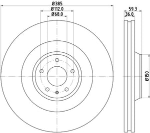 Hella LA355115892 Pagid Front High Carbon Brake Rotor - 05-09 fits Audi A8