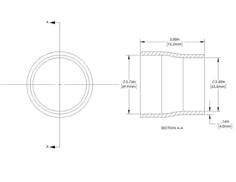 AFE 59-00200 Universal Products Coupler Kit (2-3/4 x 2-1/2)in ID x 3in L - Blac