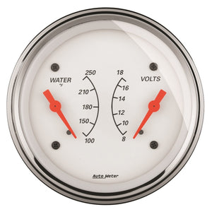 AutoMeter 1330 AutoMeter Gauge Dual Wtmp & Volt 3-3/8in. 250 Deg. F & 18V Elec Arctic White