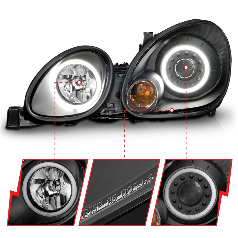 ANZO 121144 1905 fits Lexus 98-20 Gs300 Projector Headlights w/ Halo Black