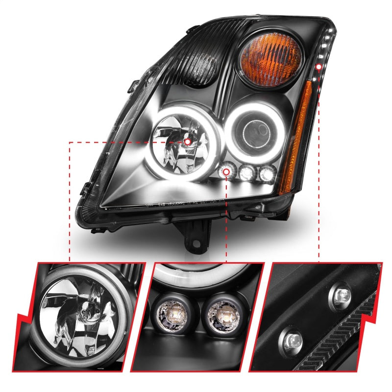 ANZO 121276 2012 fits Nissan 07-20 Sentra Projector Headlights Black