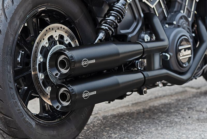 S&S Cycle 4110-266 15-23 Indian Scout 4in fits Grand National Slip-on Muffler - Blk