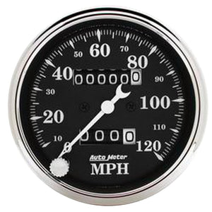 AutoMeter 1796 AutoMeter Gauge Speedo. 3-1/8in. 120MPH Mechanical Old Tyme Blk
