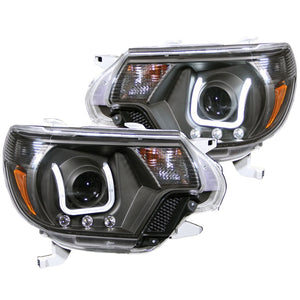ANZO 111290 2012-2015 fits Toyota Tacoma Projector Headlights w/ U-Bar Black