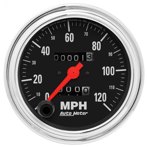 AutoMeter 2492 Autometer Traditional Chrome 3-3/8in 120 MPH In-Dash Full Sweep Mechanical Speedometer