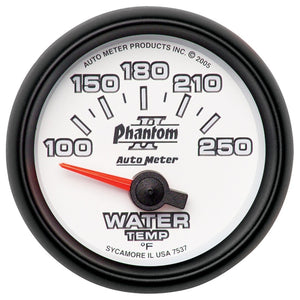 AutoMeter 7537 Autometer Phantom II 52.4mm SSE 100-250 Deg F Water Temperature Gauge