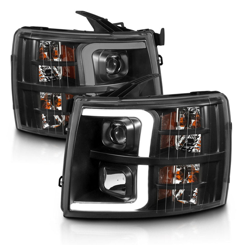 ANZO 111480 fits Chevrolet 07-13 Silverado 3500 Projector Headlights - Black Amber