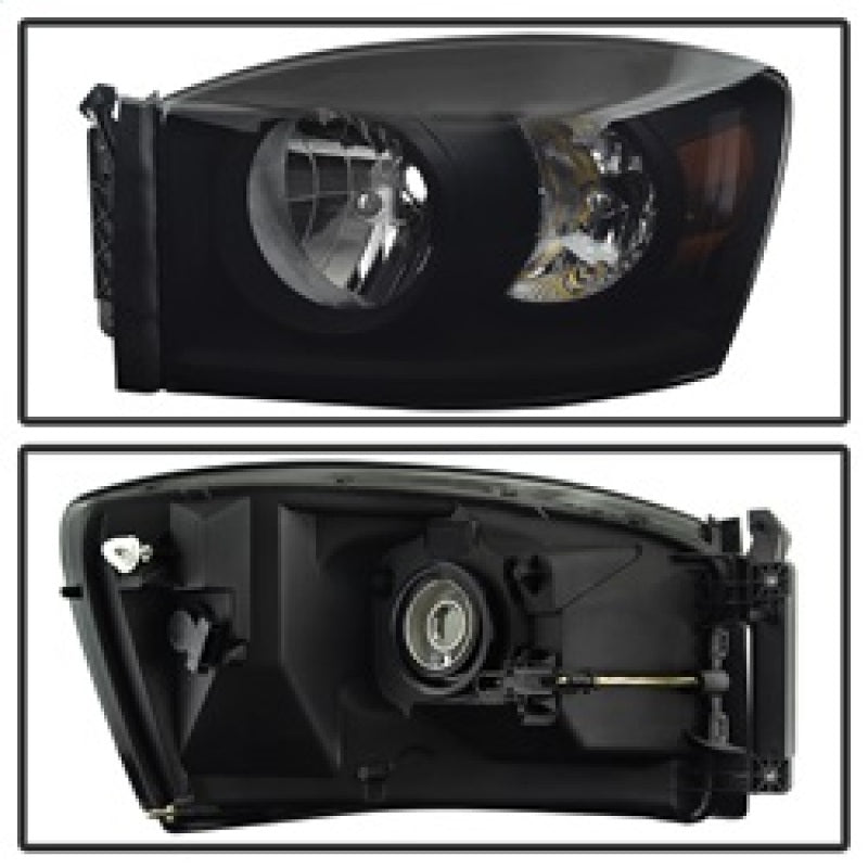 9030369 Xtune fits Dodge 06-08 Ram 1500 Amber Crystal Headlights Black Smoked