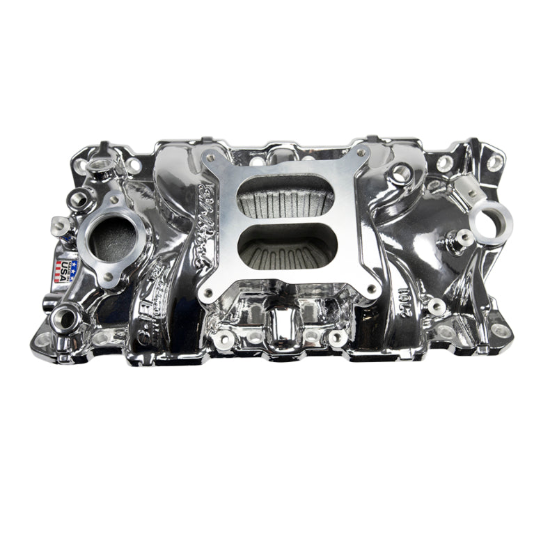 Edelbrock 2701-CP fits SBC Performer EPS Manifold - Chrome Plasma Coated