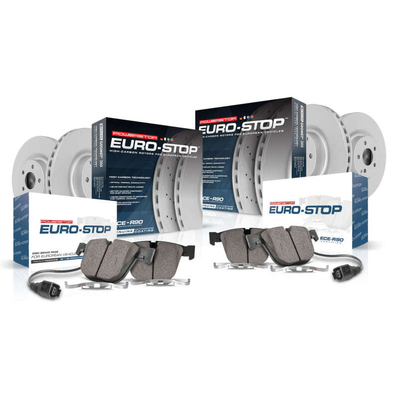 Power Stop ESK7634 17-18 fits Volkswagen Golf Front & Rear Euro-Stop Brake Kit