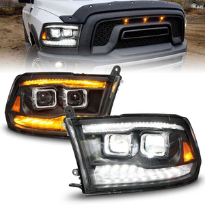 ANZO 111595 09-18 fits Dodge Ram 1500/2500/3500 Full LED Proj Headlights w/Switchback Light Bar - Blk