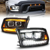 ANZO 111595 fits Dodge 09-18 Ram 1500/2500/3500 Full LED Proj Headlights w/Switchback Light Bar - Black