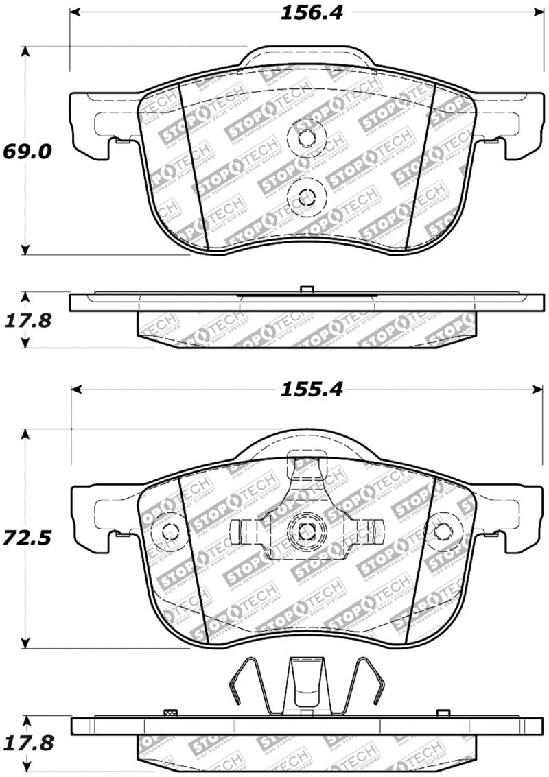Stoptech 305.0794 Street Select Brake Pads w/ Hardware Front - 01-09 Volvo S60
