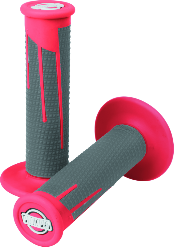 ProTaper 21687 Full Diamond Clamp-On Grips - Red/Dark Gray