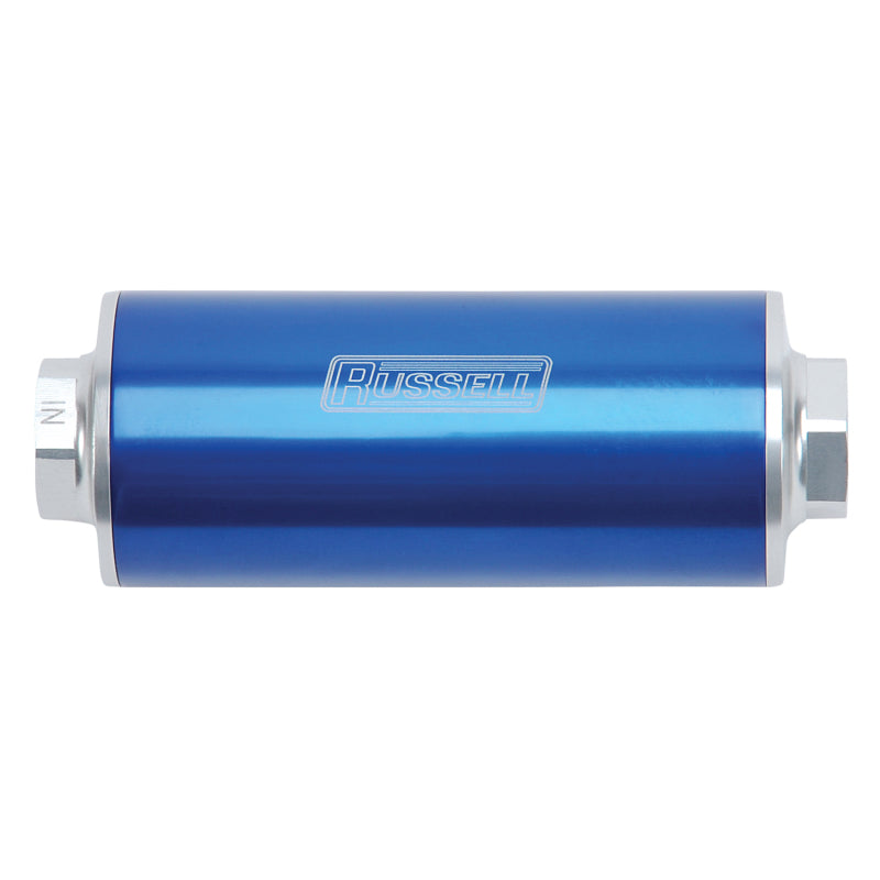 Russell 649262 Performance Profilter Fuel Filter 6in Long 60 Micron -10AN Inlet -10AN Outlet - Blue