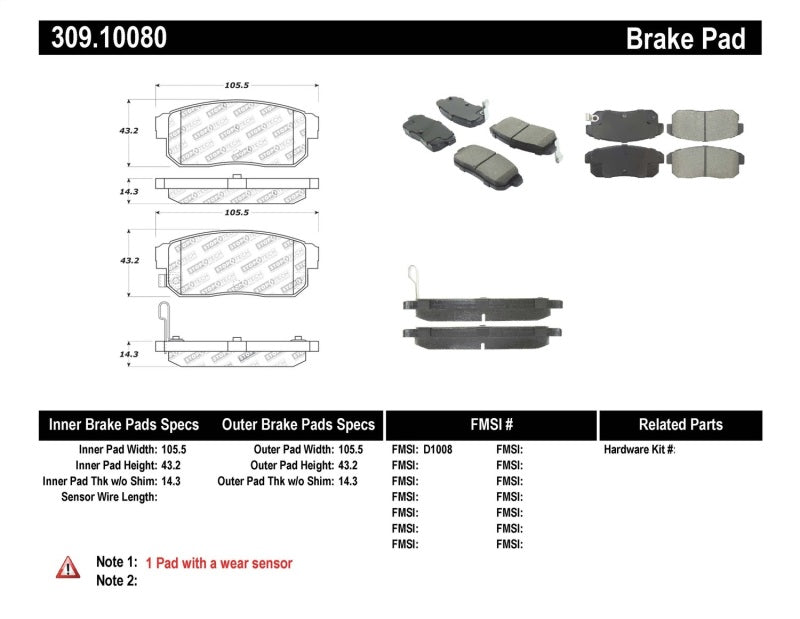 Stoptech 309.1008 Performance 04-07 RX-8 Rear Pads