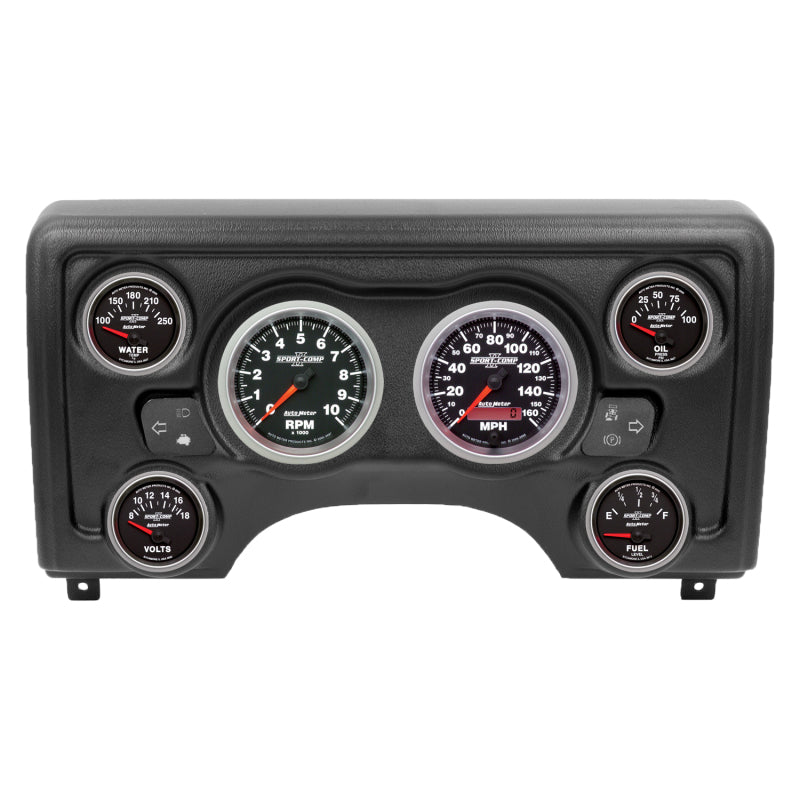 AutoMeter 90011-12 Autometer Sport-Comp II Direct Fit Dash Kit 97-06 fits Jeep TJ (2 x 3-3/8in. / 4 x 2-1/16in.)