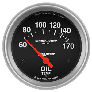 AutoMeter 3543-M Autometer Sport-Comp 66.7mm 60-170 Deg C Short Sweep Electronic Oil Temperature Gauge
