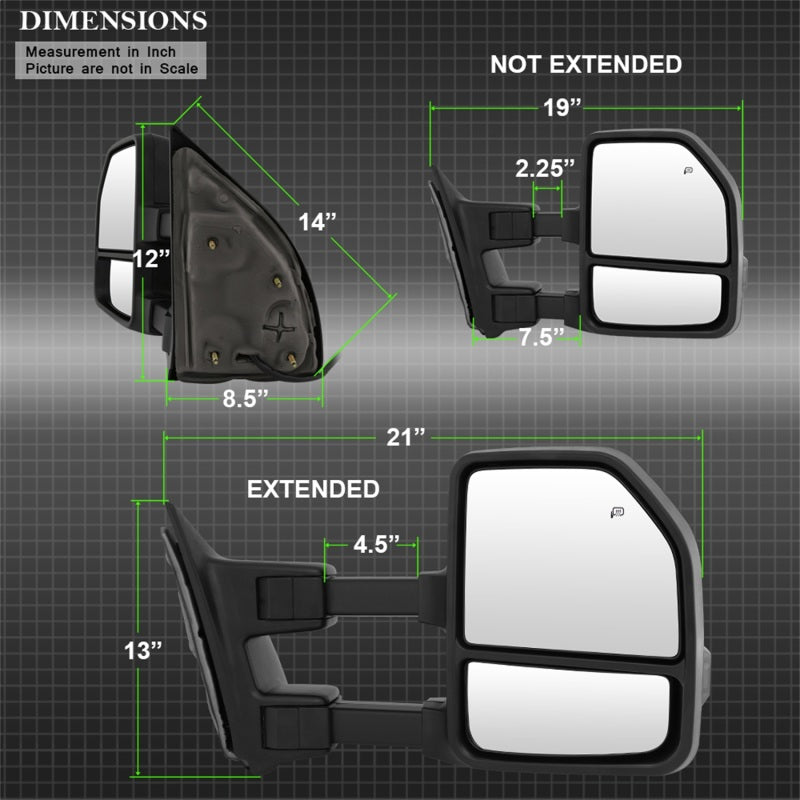 xTune 9943096 08-15 fits Ford F-250 SD Heated Adj LED Signal Power Mirror - Smo