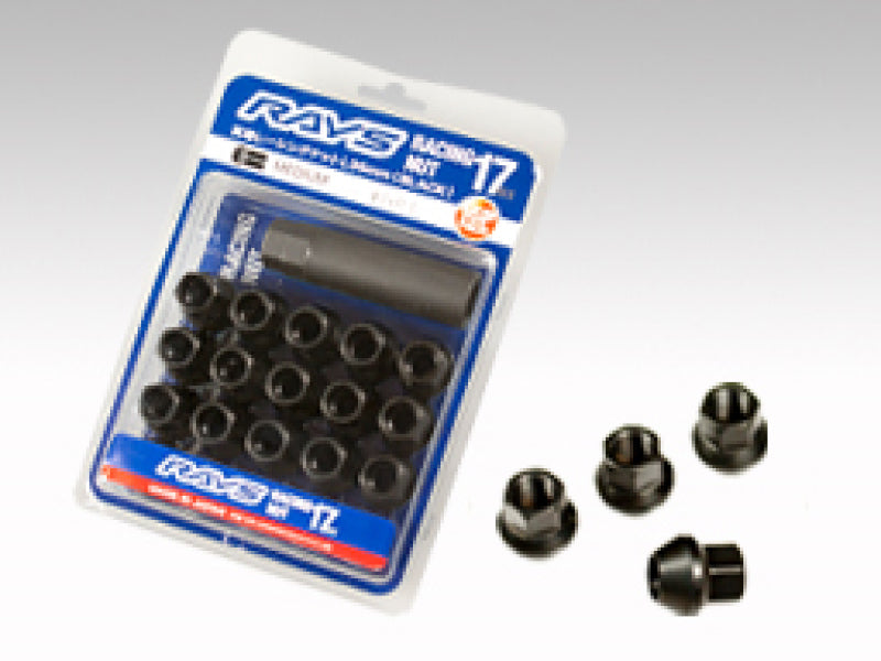 Rays W17RN12125BL25 17 Hex Racing Nut Set L25 Short Type 12x1.25 - Blk Chromate (16 Pieces)