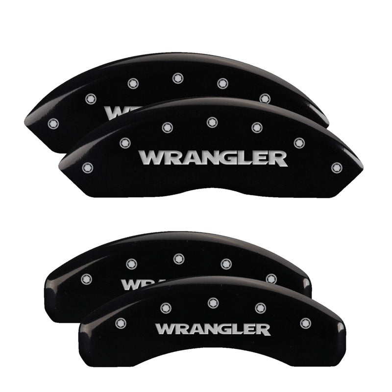 MGP 42018SWRGBK 4 Caliper Covers Engraved Front & Rear fits Wrangler Black Finis
