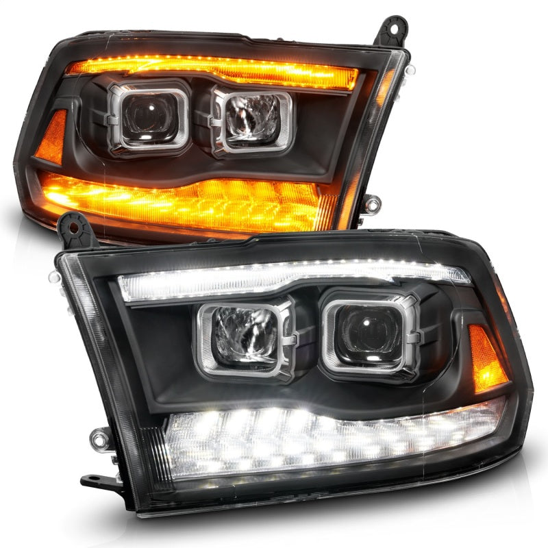 ANZO 111611 fits Dodge 09-18 Ram 1500/2500/3500 Proj HL Headlights Switchback + Sequential - Black Amber