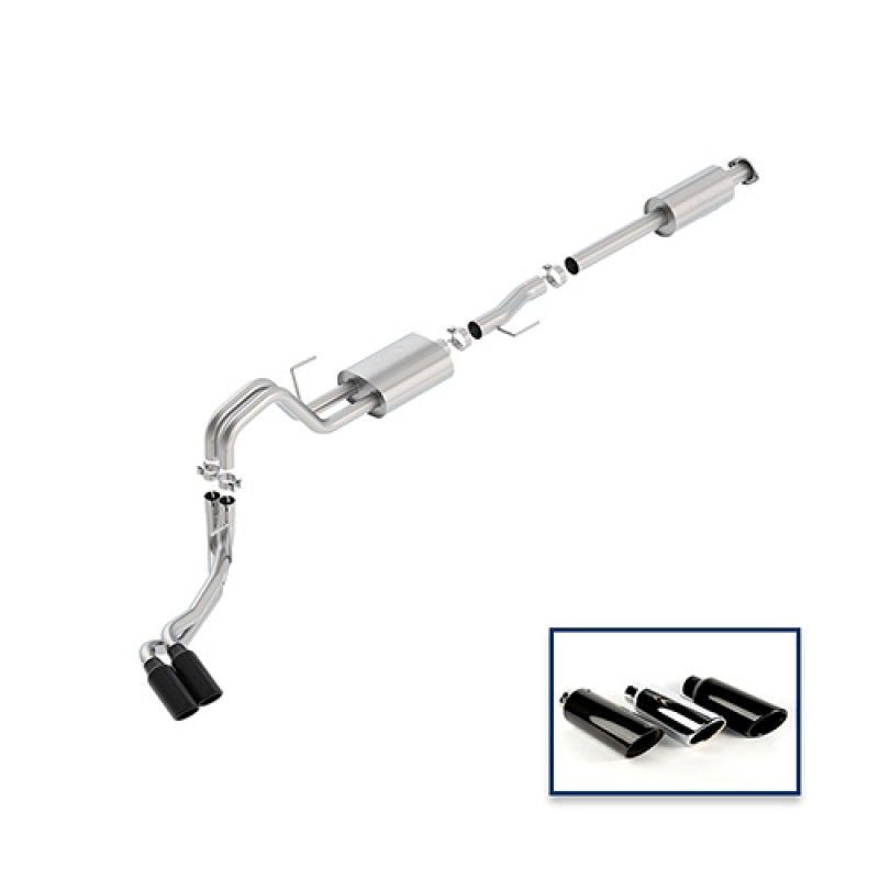 fits Ford 15-18 Racing M-5200-F1550RSBA F-150 5.0L Cat-Back Sport Exhaust System - Side Exit Black Chrome Tips