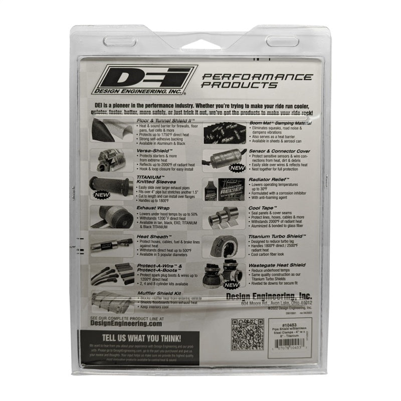 DEI  10453 Pipe Shield w/Stainless Steel Clamps - 4in x 8in - Titanium