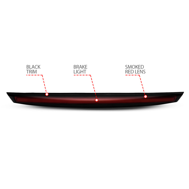 ANZO 531109 2014 fits Chevrolet 07-20 Suburban 1500 LED 3rd Brake Light Black Housing Smoke Lens w/ Spoiler 1pc