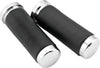 Bikers Choice 482549 Chrome & Leather 1 Inch Grips Universal Pr