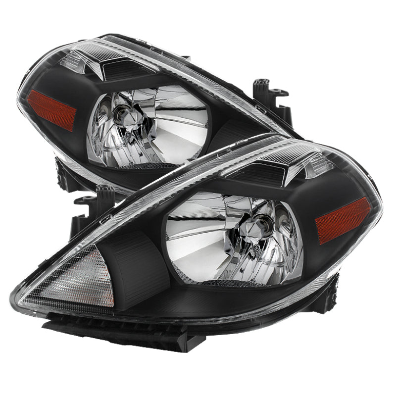 Xtune 9023613 fits Nissan 07-12 Versa Crystal Headlights Black HD-JH-NV07-AM-BK