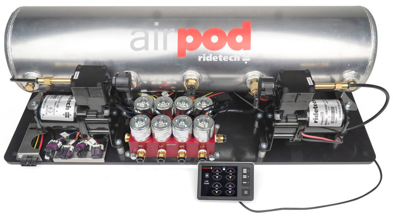 Ridetech 30514700 RidePro E5 Air Ride Control System 5Gal Dual Compressor AirPod Hi-Flow Big Red 3/8in Valves