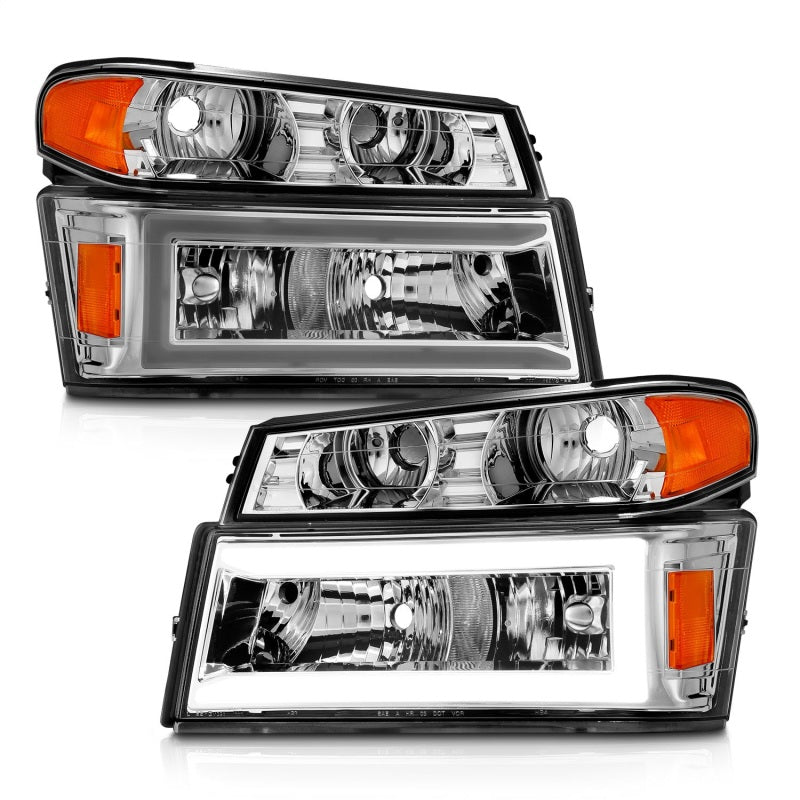 ANZO 111559 GM Colorado/Canyon/I-Series Crystal Headlights - w/ Light Bar Chrome Housing 4pcs