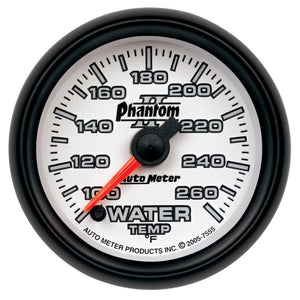 AutoMeter 7555 Autometer Phantom II 52mm Full Sweep Electronic 100-260 Deg F Water Temperature Gauge