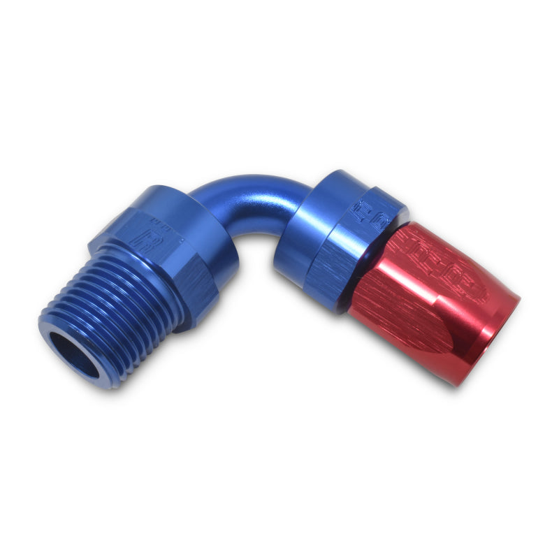 Russell 612110 Performance -8 AN Red/Blue 90 Degree Full Flow Swivel Pipe Thread Hose End (With 1/2in NPT)