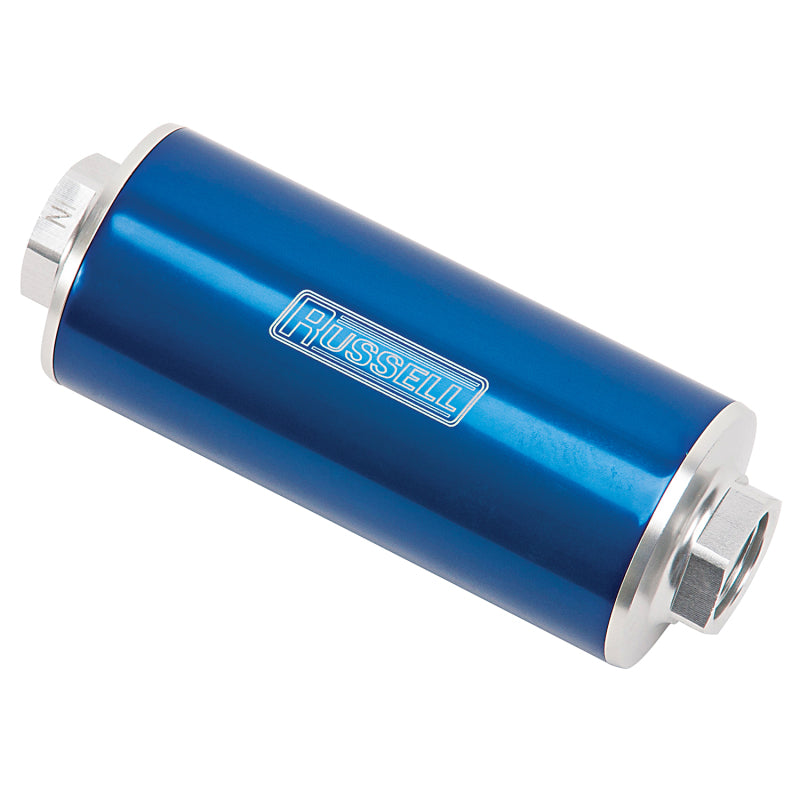 Russell 649252 Performance Profilter Fuel Filter 6in Long 10 Micron -10AN Inlet -10AN Outlet - Blue