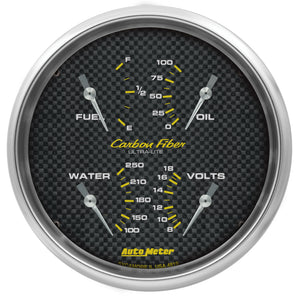 AutoMeter 4819 AutoMeter Carbon Fiber Quad Gauge 5in. 0 Ohm (E) - 90 Ohm (F) Electric