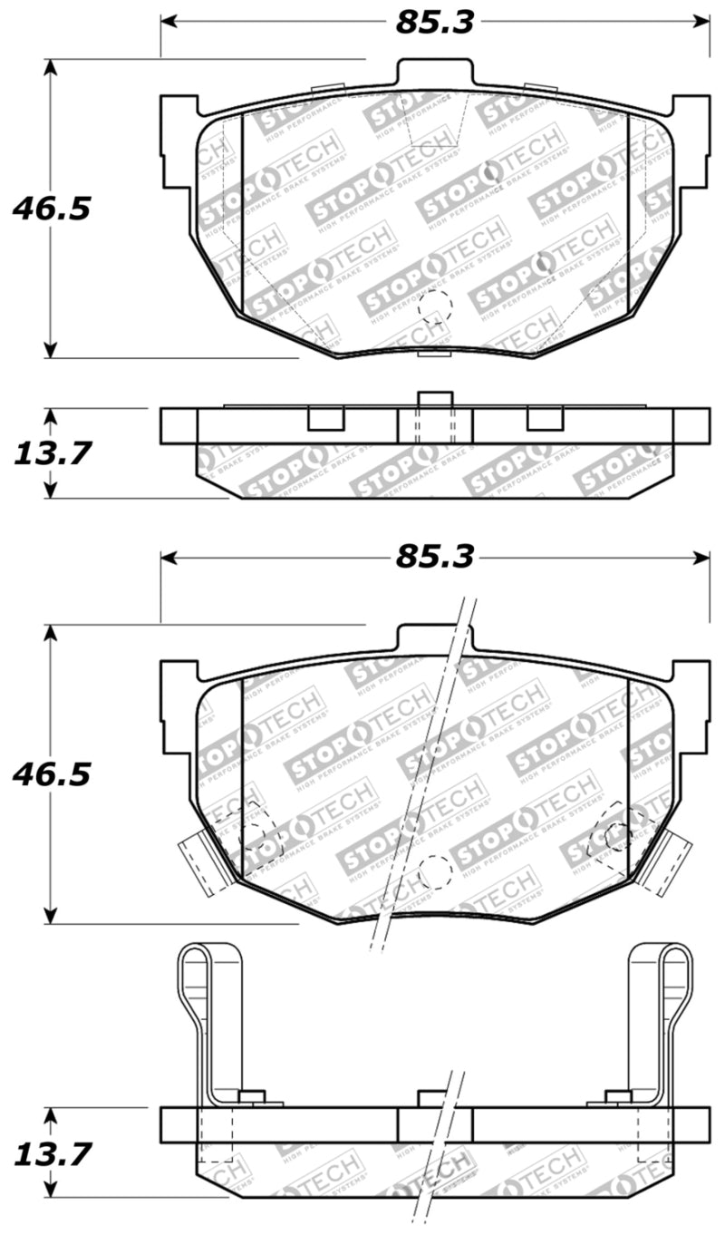 Stoptech 309.0323 Performance Hyundai Elantra/Tiburon / Kia Spectra / Nissan Maxima/Stanza Rear Brake Pads