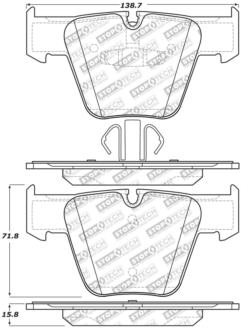 Stoptech 305.1289 Street Select Brake Pads w/Hardware - Front