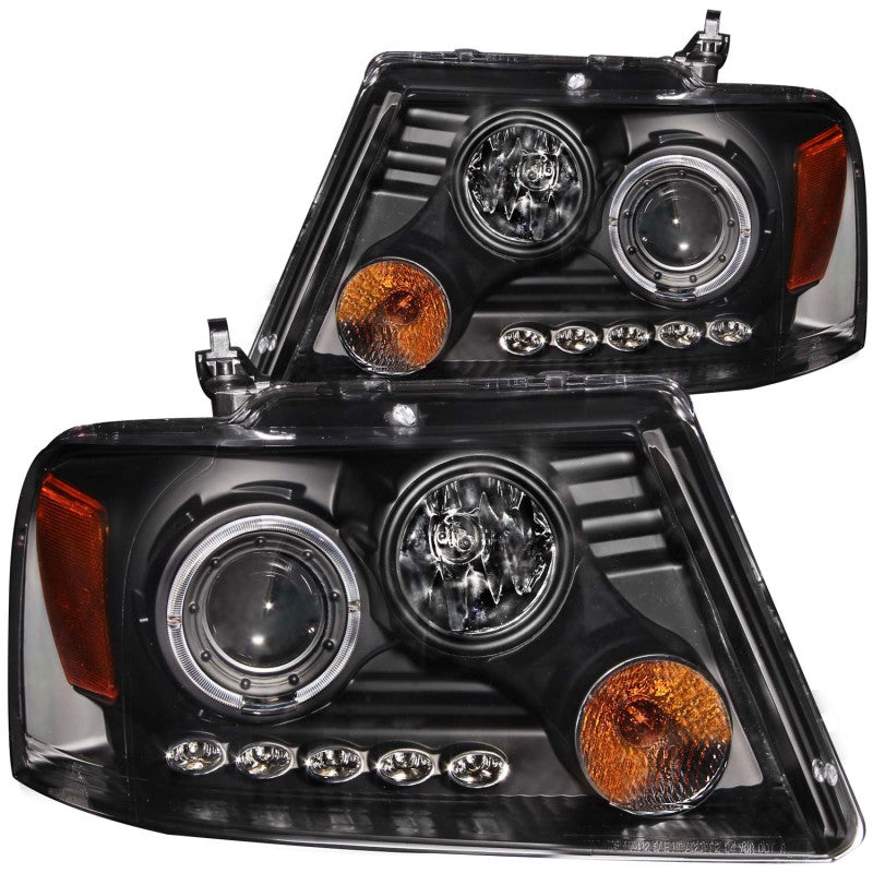 ANZO 111204 2008 fits Ford 04-20 F-150 Projector Headlights w/ Halo and LED Black G2