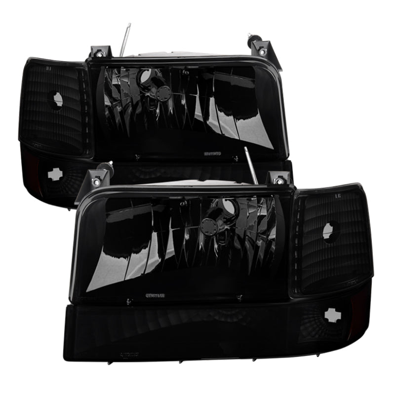 9030314 Xtune fits Ford 92-96 F150 Headlights w/Corner Bumper 6pcs Amber- Blac