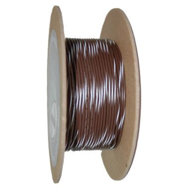 NAMZ NWR-19-100 OEM Color Primary Wire 100ft. Spool 18g - Brown/White Stripe