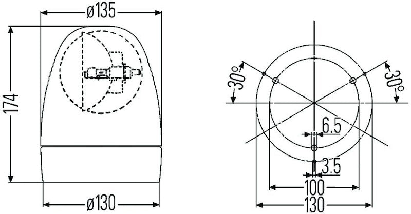 Hella 7337001 Rotating Beacon H 12V Yellow Mg12 2Rl