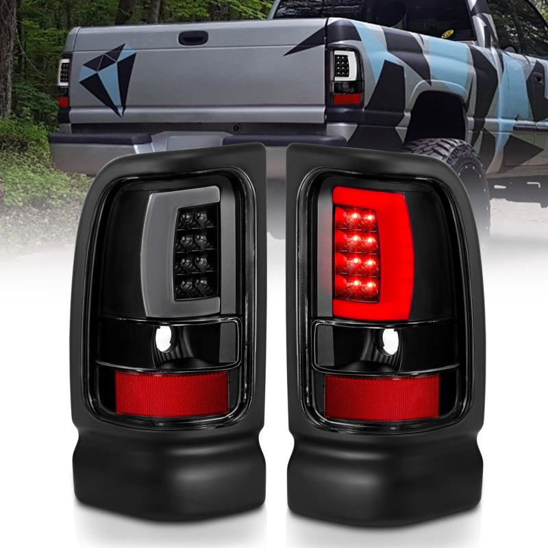 ANZO 311339 1901 fits Dodge 94-20 Ram 1500 LED Taillights Plank Style Black w/Clear Lens