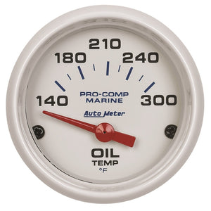 AutoMeter 200764 Autometer Marine White Ultra-Lite 2-1/16in Electric Oil Temperature Gauge 140-300 Deg F